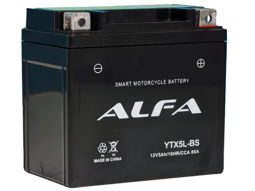 Аккумулятор ALFA YTX5L-BS AGM 5 Ач, 80 А, 12 v, Обратная R+ (0) фото