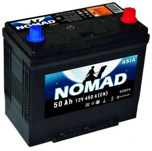 Фото Аккумулятор NOMAD 50 Ач, 450 А, 12 v, Обратная R+ (0), JIS B24, B00