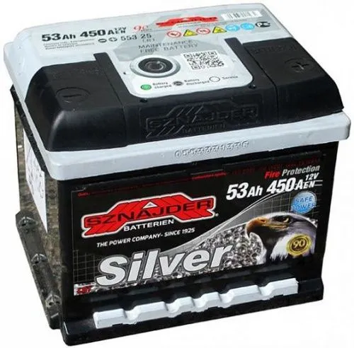 Фото Аккумулятор SZNAJDER Silver 53 Ач, 450 А, 12 v, Обратная R+ (0), DIN LB1, B13