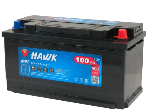 Фото Аккумулятор HAWK 100 Ач, 900 А, 12 v, Обратная R+ (0), DIN L5, B13