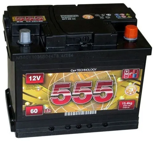 Фото Аккумулятор 555 60 Ач, 510 А, 12 v, Обратная R+ (0), DIN L2, B13