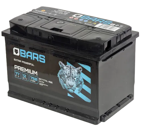 Фото Аккумулятор BARS Premium 77 Ач, 750 А, 12 v, Обратная R+ (0), DIN L3, B13