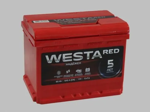Фото Аккумулятор WESTA Red 60 Ач, 640 А, 12 v, Обратная R+ (0), DIN L2, B13