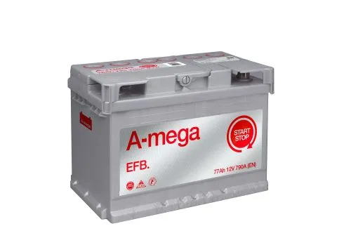 Фото Аккумулятор A-Mega EFB 77 Ач, 790 А, 12 v, Обратная R+ (0), DIN L3, B13