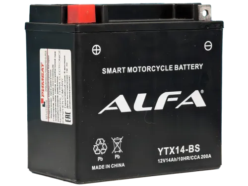 Аккумулятор ALFA YTX14-BS MF AGM 14 Ач, 200 А, 12 v, Прямая L+ (1) фото
