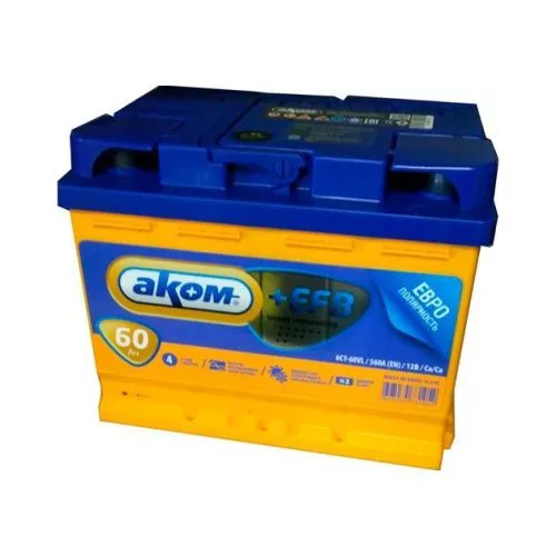 Фото Аккумулятор AKOM EFB 60 Ач, 600 А, 12 v, Обратная R+ (0), DIN L2, B13