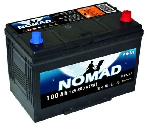 Фото Аккумулятор NOMAD 100 Ач, 800 А, 12 v, Обратная R+ (0), JIS D31, B13