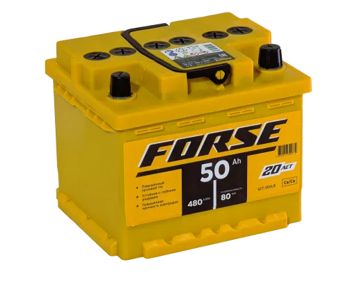 Фото Аккумулятор FORSE 50 Ач, низк, 480 А, 12 v, Обратная R+ (0), DIN LB1, B13