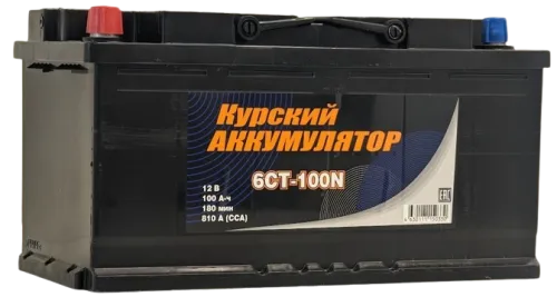 Фото Аккумулятор КУРСКИЙ АККУМУЛЯТОР 100 Ач, 810 А, 12 v, Прямая L+ (1), DIN L5, B13