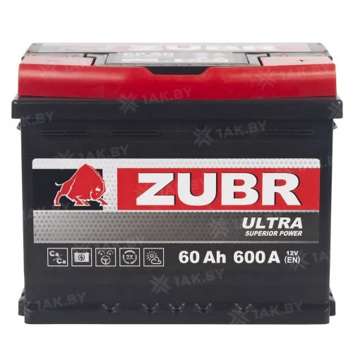 Фото Аккумулятор ZUBR Ultra 60 Ач, 600 А, 12 v, Обратная R+ (0), DIN L2, B13