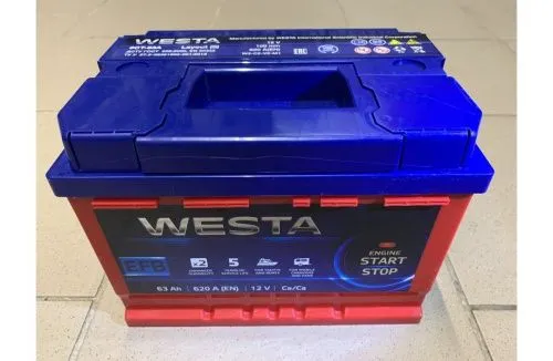 Фото Аккумулятор WESTA EFB 63 Ач, 620 А, 12 v, Обратная R+ (0), DIN L2, B13