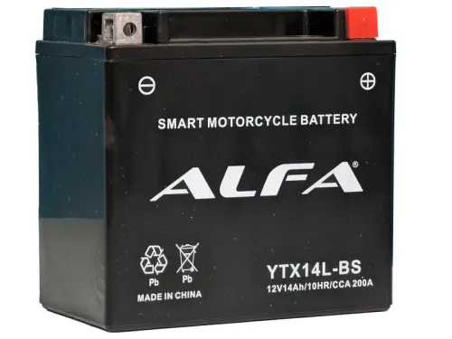Аккумулятор ALFA YTX14L-BS AGM 14 Ач, 200 А, 12 v, Обратная R+ (0) фото