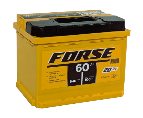 Фото Аккумулятор FORSE 60 Ач, 640 А, 12 v, Обратная R+ (0), DIN L2, B13