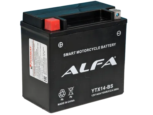 Аккумулятор ALFA YTX14-BS MF AGM 14 Ач, 200 А, 12 v, Прямая L+ (1) фото