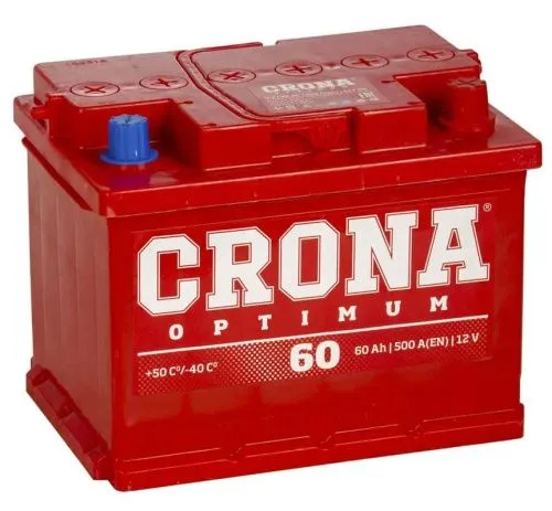 Фото Аккумулятор CRONA 60 Ач, 500 А, 12 v, Обратная R+ (0), DIN L2, B13