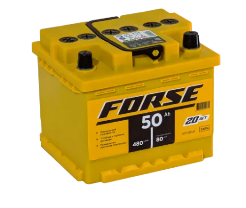 Фото Аккумулятор FORSE 50 Ач, низк, 480 А, 12 v, Обратная R+ (0), DIN LB1, B13