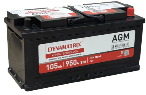 Фото Аккумулятор DYNAMATRIX AGM 105 Ач, 950 А, 12 v, Обратная R+ (0), DIN L6