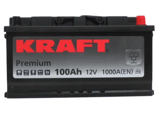 Фото Аккумулятор KRAFT Premium 100 Ач, 1000 А, 12 v, Обратная R+ (0), DIN L5, B13