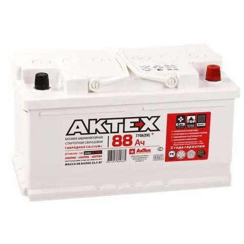 Фото Аккумулятор AKTEX 88 Ач, 770 А, 12 v, Обратная R+ (0), DIN LB4, B13