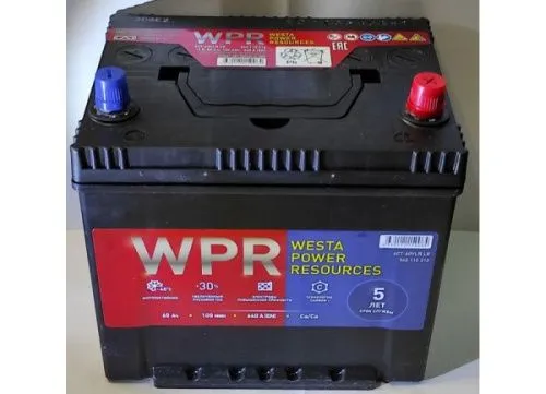 Фото Аккумулятор WPR 60 Ач, 640 А, 12 v, Обратная R+ (0), JIS D23, B00