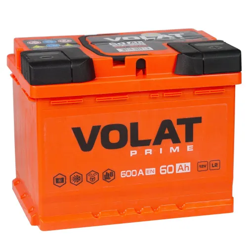 Фото Аккумулятор VOLAT Prime 60 Ач, 600 А, 12 v, Прямая L+ (1), DIN L2, B13