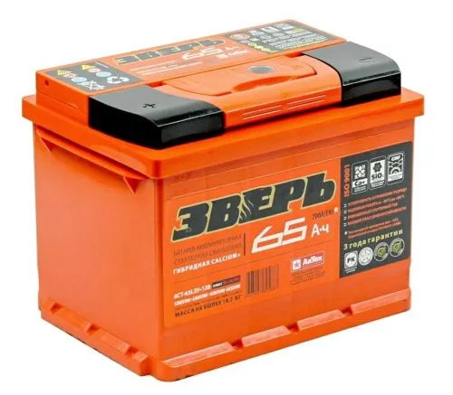 Аккумулятор ЗВЕРЬ 65 R+