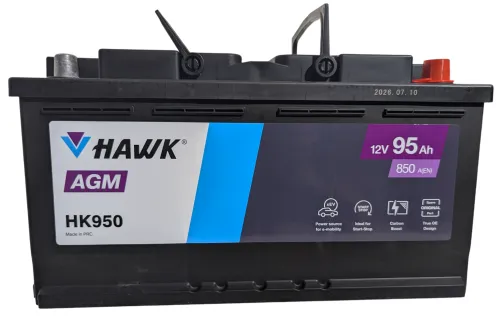 Фото Аккумулятор HAWK AGM 95 Ач, 850 А, 12 v, Обратная R+ (0), DIN L5, B13