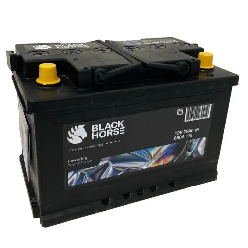 Фото Аккумулятор Black Horse 75 Ач, 680 А, 12 v, Обратная R+ (0), DIN L3, B13
