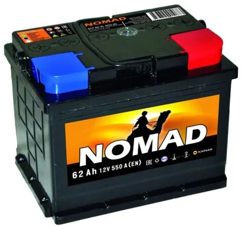 Фото Аккумулятор NOMAD 62 Ач, 550 А, 12 v, Обратная R+ (0), DIN L2, B13