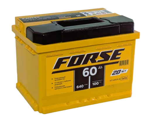 Фото Аккумулятор FORSE 60 Ач низк, 640 А, 12 v, Обратная R+ (0), DIN LB2, B13