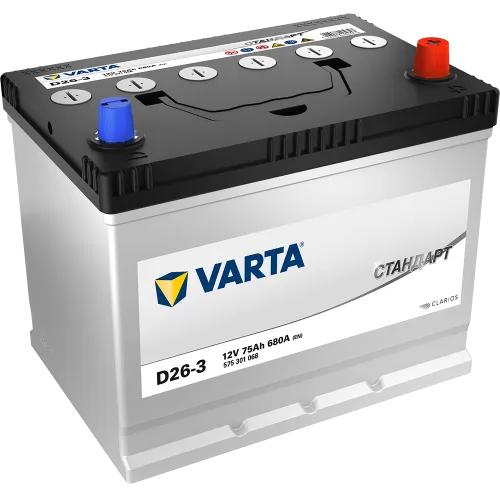 Фото Аккумулятор VARTA Стандарт 75 Ач, 680 А, 12 v, Обратная R+ (0), JIS D26, B13