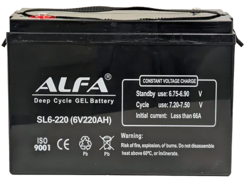 Аккумулятор ALFA Deep Cycle AGM C20 220 Ач, 6 v, Прямая L+ (1) фото