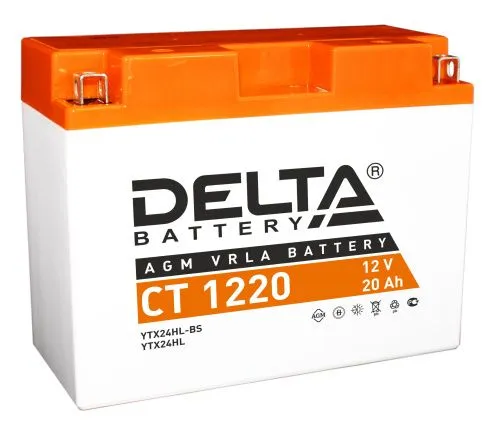 Аккумулятор DELTA CT 1220 YTX24HL AGM 20 Ач, 230 А, 12 v, Обратная R+ (0) фото