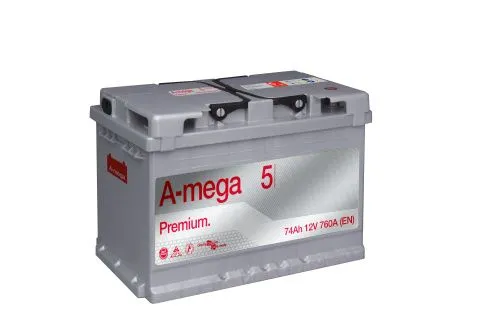 Фото Аккумулятор A-Mega Premium 74 Ач, 760 А, 12 v, Обратная R+ (0), DIN L3, B13