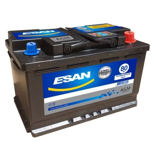 Фото Аккумулятор ESAN AGM 80 Ач, 800 А, 12 v, Обратная R+ (0), DIN L4, B13