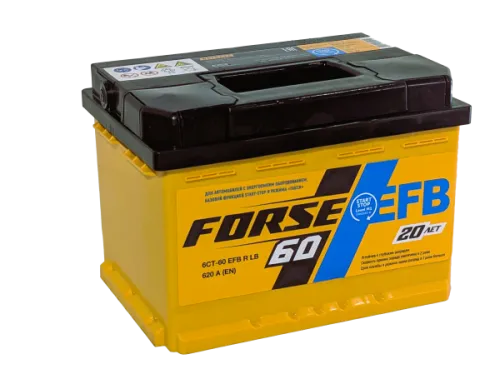 Фото Аккумулятор FORSE EFB 60 Ач низк, 620 А, 12 v, Обратная R+ (0), DIN LB2, B13