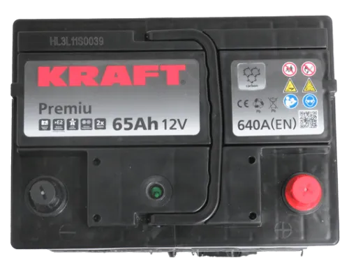 Фото Аккумулятор KRAFT Premium 65 Ач, 640 А, 12 v, Обратная R+ (0), DIN L2, B13