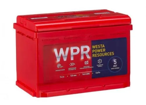 Фото Аккумулятор WPR 74 Ач, 760 А, 12 v, Обратная R+ (0), DIN LB3, B13
