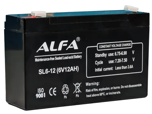 Аккумулятор ALFA UPS AGM 12 Ач, 6 v, Прямая L+ (1) фото