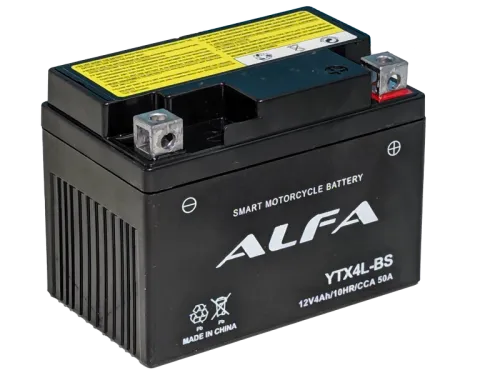 Аккумулятор ALFA YTX4L-BS AGM 4 Ач, 50 А, 12 v, Обратная R+ (0) фото