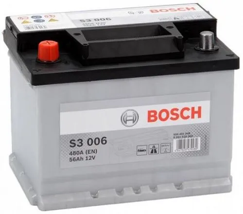 Фото Аккумулятор BOSCH S3 56 Ач, 480 А, 12 v, Прямая L+ (1), DIN L2, B13