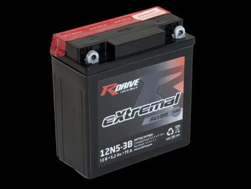 Аккумулятор RDrive 12N5-3B eXtremal Silver AGM 5.2 Ач, 75 А, 12 v, Обратная R+ (0) фото