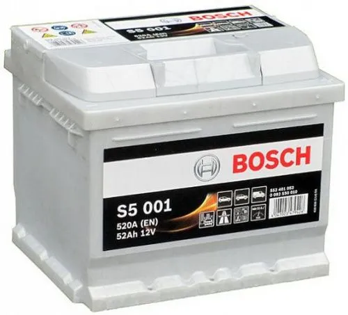 Фото Аккумулятор BOSCH S5 52 Ач, 520 А, 12 v, Обратная R+ (0), DIN LB2, B13