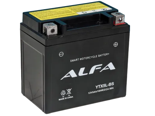 Аккумулятор ALFA YTX5L-BS AGM 5 Ач, 80 А, 12 v, Обратная R+ (0) фото