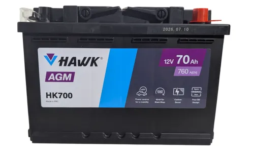 Фото Аккумулятор HAWK AGM 70 Ач, 760 А, 12 v, Обратная R+ (0), DIN L3, B13