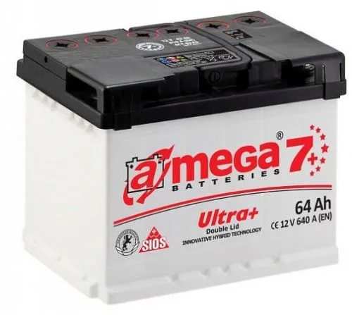 Фото Аккумулятор A-Mega Ultra+ 64 Ач, 640 А, 12 v, Обратная R+ (0), DIN L2, B13
