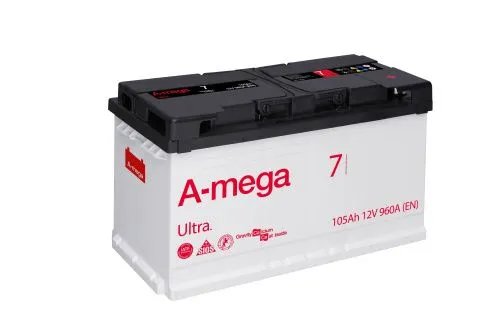 Фото Аккумулятор A-Mega Ultra 105 Ач, 960 А, 12 v, Обратная R+ (0), DIN L5, B13