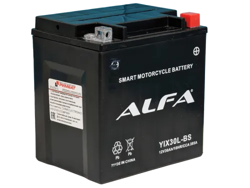 Аккумулятор ALFA YIX30L-BS AGM 30 Ач, 385 А, 12 v, Обратная R+ (0) фото