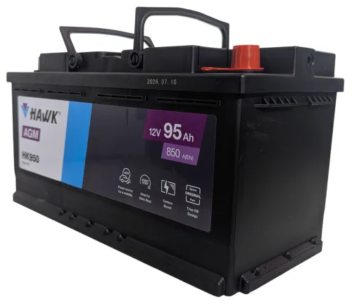 Фото Аккумулятор HAWK AGM 95 Ач, 850 А, 12 v, Обратная R+ (0), DIN L5, B13