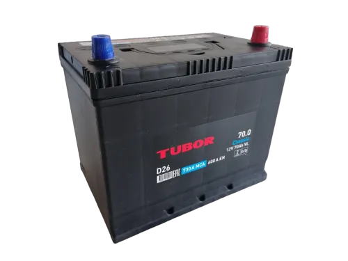 Фото Аккумулятор TUBOR Classic 70 Ач, 600 А, 12 v, Обратная R+ (0), JIS D26, B13